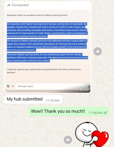 Elaine Whatsapp Message on Google Review